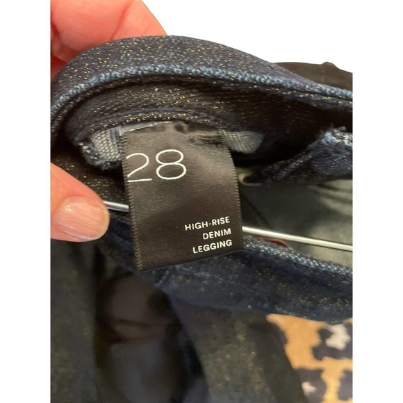 Anthropologie PILCRO HIGH RISE DENIM LEGGINGS WITH METALLIC SHEEN - Picture 8 of 9